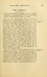 1803 Chap. 0081 An Act To Incorporate A Number Of The Inhabitants Of ...