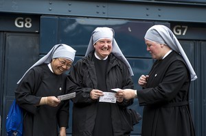 Three nuns arriving for the celebrations (the first photograph of the day) at the 2012 50th Eucharistic Congress, Final Day Ceremony, 17th June, at Croke Park GAA Stadium, Dublin