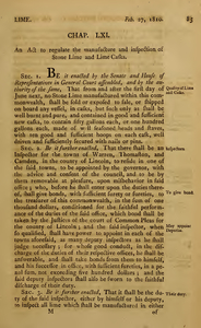 1809 Chap. 0062. An Act To Regulate The Manufacture And Inspection Of Stone Lime And Lime Casks.