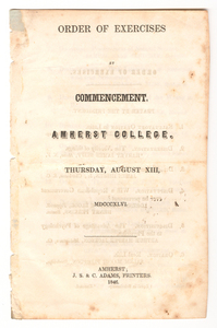 Amherst College Commencement program, 1846 August 13