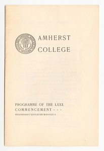 Amherst College Commencement program, 1901 June 26