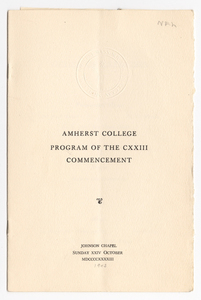 Amherst College Commencement program, 1943 October 24