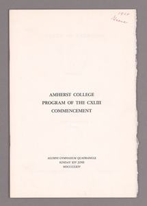 Amherst College Commencement program, 1964 June 14