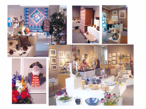 Collage of society exhibits and sales