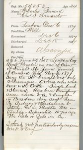 Tewksbury Almshouse Intake Record: Barnard, Charles