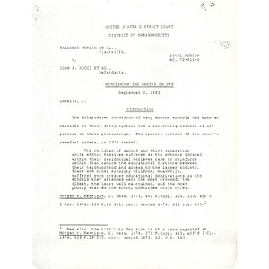 Memorandum and orders on UFP September 3, 1985.