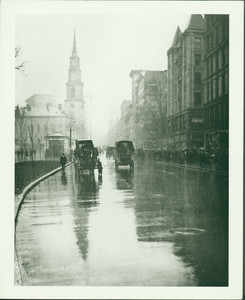 View of Tremont Street facing Park Street Church, Boston, Mass., undated