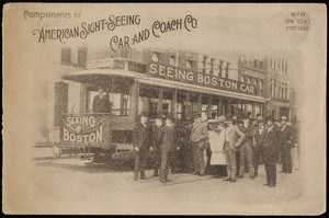 Envelope for the Seeing Boston Cars, American Sight-Seeing Car and Coach Co., 15 Park Square, Boston, Mass., undated