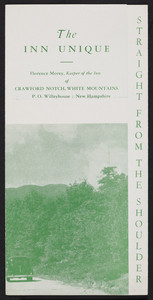 Brochure for The Inn Unique, Crawford Notch, White Mountains, New Hampshire, 1940s
