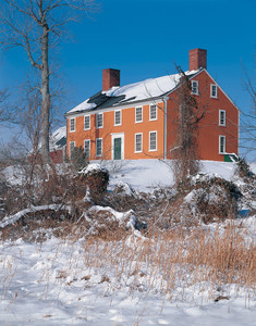 Exterior in snow, looking up from the left, Cogswell's Grant, Essex, Mass.