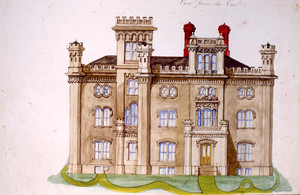 Front elevation of an unidentified house designed by Joseph Hayward, ca. 1850