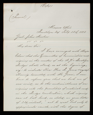 Mayor Seth Low to General John Newton, February 28, 1883, copy