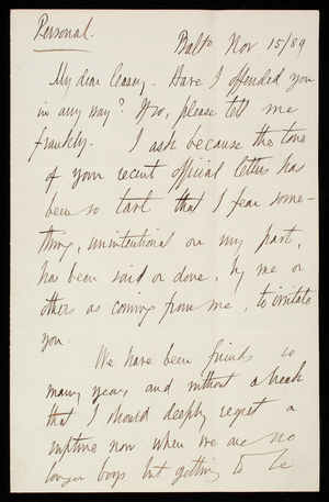 [William P.] Craighill to Thomas Lincoln Casey, November 15, 1889