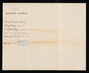 Accounts Current of Thos. Lincoln Casey - January 1886, Febuary 1, 1886