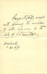 Letter from Inazō Nitobe to Benjamin Smith Lyman