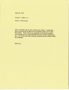 Memorandum from Mark H. McCormack to Arthur J. Lafave, Jr.