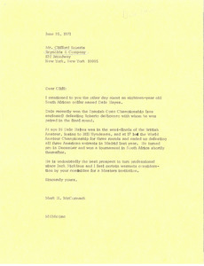 Letter from Mark H. McCormack to Clifford Roberts