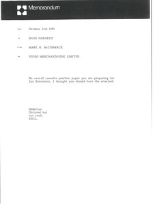 Memorandum from Mark H. McCormack to Buzz Hornett