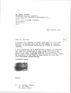 Letter from Mark H. McCormack to Shuji Okitani