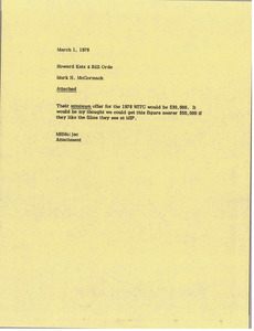 Memorandum from Mark H. McCormack to Howard Katz and Bill Orde