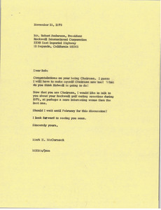 Letter from Mark H. McCormack to Robert Anderson