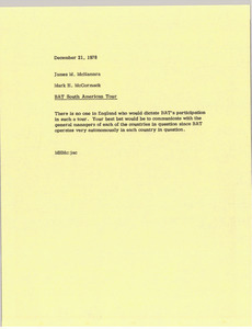 Memorandum from Mark H. McCormack to James M. McNamara