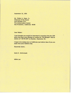 Letter from Mark H. McCormack to Walter A. Haas