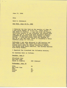 Memorandum from Mark H. McCormack to travel file