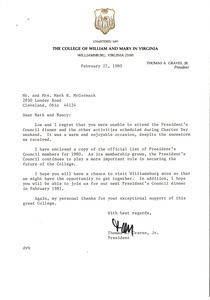 Letter from Thomas A. Graves to Mark H. McCormack
