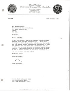 Letter from Christopher Gorringe to Mark H. McCormack