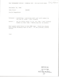 Fax from Laurie Roggenburk to Judy Stott