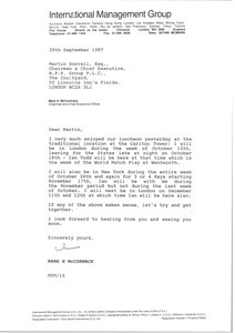 Letter from Mark H. McCormack to Martin Sorrell