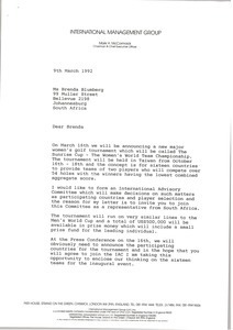 Letter from Mark H. McCormack to Brenda Blumberg