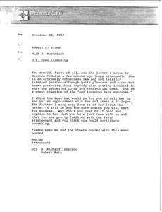 Memorandum from Mark H. McCormack to Robert A. Stone