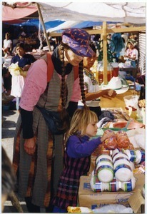 Sandi and Maya Sommer shopping at Sunday market in Sacapulas