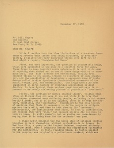 Letter from Judi Chamberlin to Bill Moyers