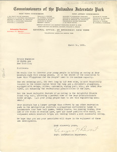 Letter from Palisades Interstate Park to The Crisis