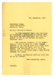 Letter from W. E. B. Du Bois to President Dogan of Wiley College