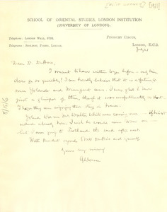 Letter from Alice Werner to W. E. B. Du Bois