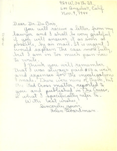 Letter from Helen Boardman to W. E. B. Du Bois