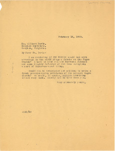 Letter from W. E. B. Du Bois to Allison Davis