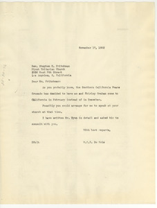 Letter from W. E. B. Du Bois to First Unitarian Church