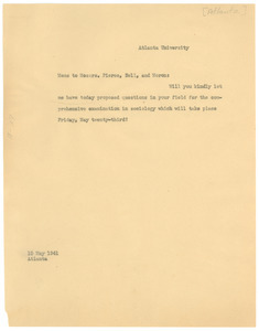 Memo from W. E. B. Du Bois to Messrs. Pierce, Bell, and Moron