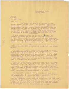 Letter from George Cryderman to W. E. B. Du Bois