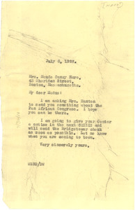 Letter from W. E. B. Du Bois to Maud Cuney-Hare