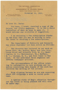 Letter from W. E. B. Du Bois to Mr. Hayes