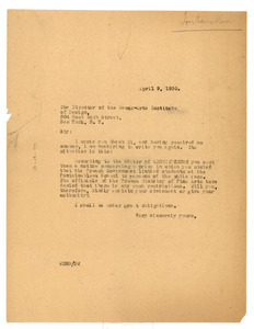 Letter from W. E. B. Du Bois to the Beaux Arts Institute of Design