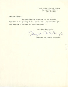 Letter from Margaret and Charles Burroughs to W. E. B. Du Bois