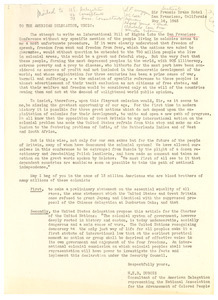 Memorandum from W. E. B. Du Bois to United States Delegation to the United Nations Conference on International Organization