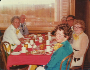 Herbert Verity, Edwin Haertl, Ruth Davison and Hilda Goller at reunion dinner